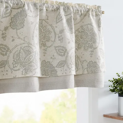 Vista 21 de Jinchan - Cenefa de Lino de Doble Capa para Primavera, Tratamientos para Ventanas de Estilo Granja para Pascua, de 18 Pulgadas, para Cocina y Sala
