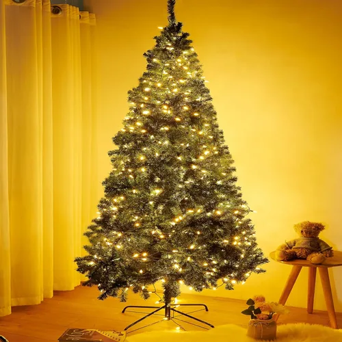 Vista 4 de Blissun - Luces de Navidad, juego de 50 luces verdes, mini tira de luces navideñas a pilas con 8 modos, guirnalda de luces de 16 pies para árbol