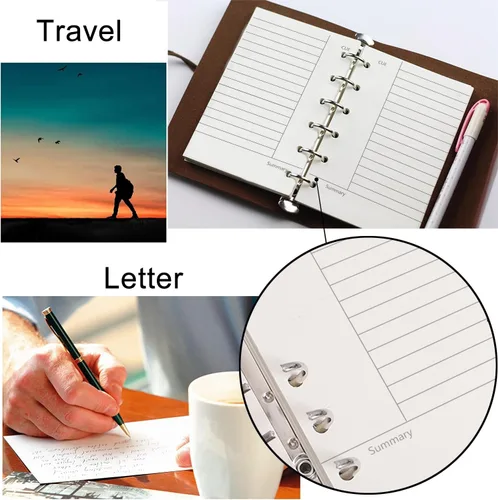 Vista 3 de Recambio de planificador A7, paquete de 3 135 hojas/270 páginas, insertos de planificador de papel grueso recargable, 6 insertos de relleno