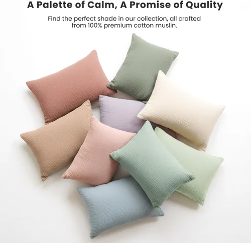 Vista 8 de Konssy Funda de almohada de muselina para almohada de 13 x 18 pulgadas, paquete de 2 fundas de almohada de algodón suave y transpirable para niños