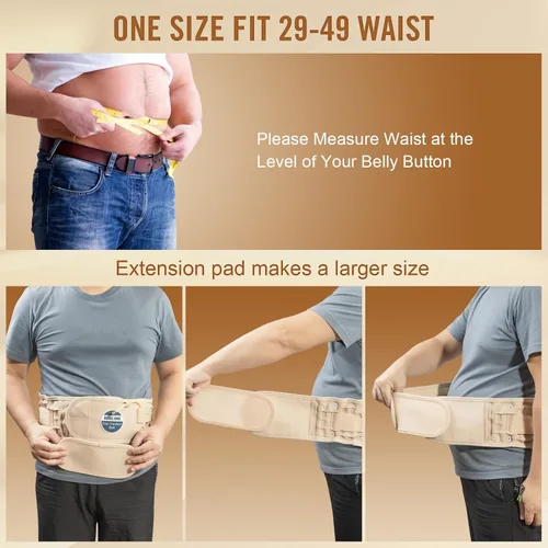 Vista 6 de HONGJING Cinturón de descompresión con bomba eléctrica para aliviar el dolor de espalda baja, alivio de espalda inflable, soporte lumbar