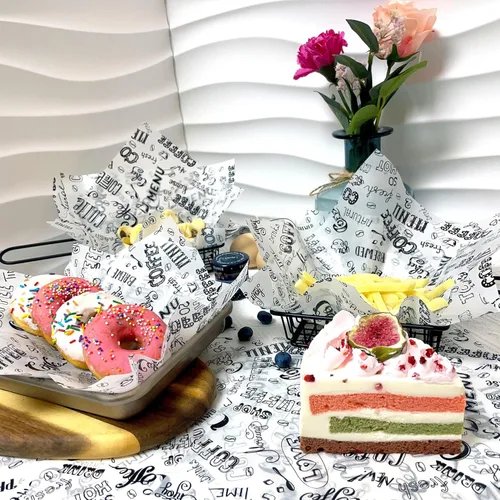 Vista 3 de 150 hojas de cera con estampado de café, envoltura a prueba de grasa, papeles pergaminos, forro para freidora de aire, forros para cestas