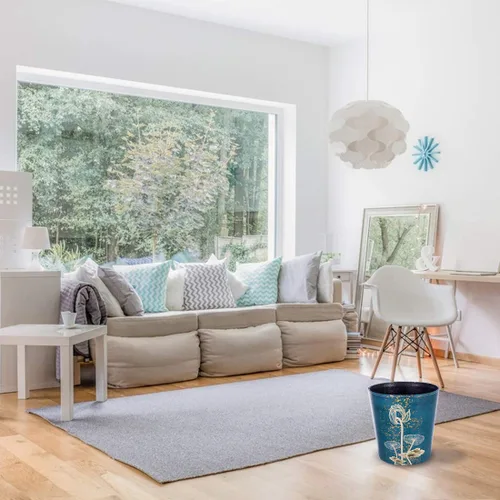 Vista 5 de Cubo de basura de cuero, cesta de basura decorativa retro, canasta de papel pequeña de capacidad de 10 L, bote de basura impermeable para baño