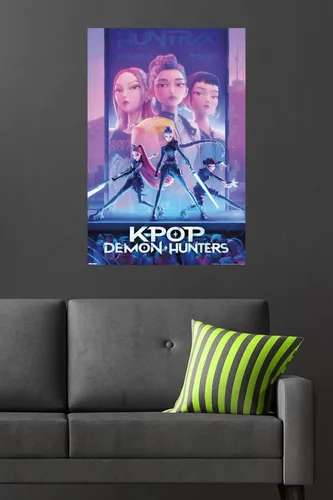 Vista 4 de Netflix KPop Demon Hunters (2025) - Póster de pared de una hoja, 34 pulgadas de largo x 22.4 pulgadas de ancho, versión sin marco