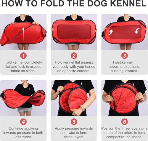 Vista 6 de Jaula plegable de 36 pulgadas para perros grandes, perrera de viaje portátil con ventanas de malla y cubierta impermeable, jaula para perros