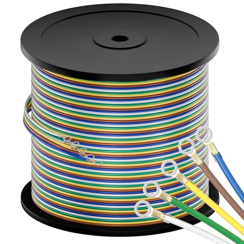 Vista 8 de Cable de remolque suficientemente largo de 100 pies, calibre 14, 6 vías, cable de extensión CCA unido, arnés de remolque SAE J1128, carretes