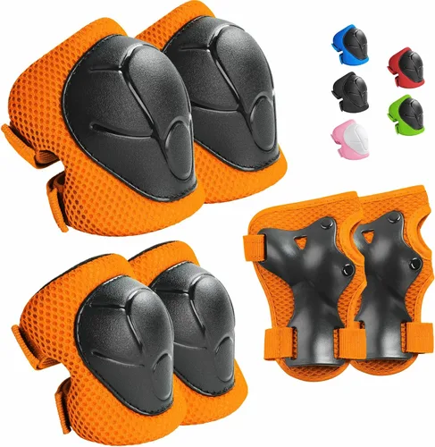 Vista 26 de Wemfg - Juego de protección para niños, rodilleras para niños de 3 a 14 años, rodilleras y coderas con protectores de muñeca 3 en 1 para patinaje