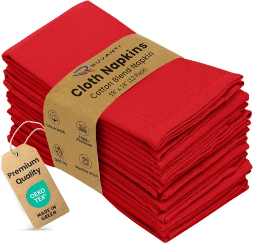 Vista 61 de Ruvanti - Juego de 4 servilletas de tela de 45x45 centímetros, lavables, suaves, duraderas, absorbentes, mezcla de algodón. Servilletas de mesa