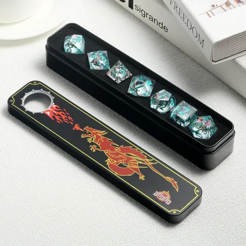 Vista 141 de DNDND Dados de Resina Ojo DND de Borde Afilado Dado de D&D con Estuche de Regalo para Juego de Dungeons and Dragons (Ojo de Dragón Verde)