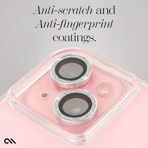 Vista 5 de Case-Mate Protector de lente de cámara con anillos parpadeantes para iPhone 15 / iPhone 15 Plus - Doble vidrio templado - Duradero, antiarañazos