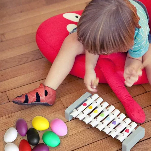 Vista 5 de EVNEED Huevos de plástico de percusión musical, 40 unidades, huevos de Pascua para aprendizaje de música, pintura DIY