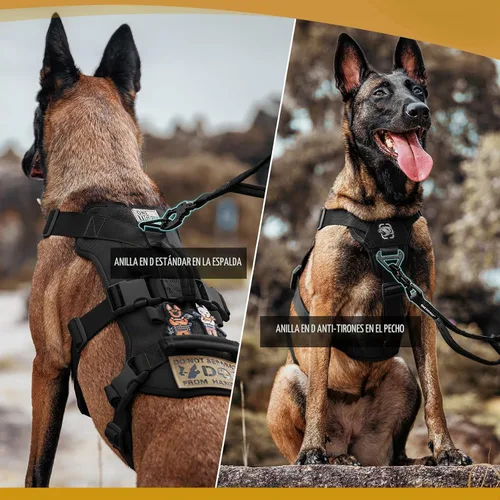 Vista 5 de OneTigris Arnés para perro a prueba de escape, arnés para perro sin tirones con asas, arnés táctico multiusos para perros grandes, uso diario