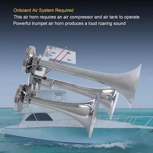 Vista 6 de JDMSPEED Air Horns - Trompetas resistentes con triple chapado en cromo. Bocina de aire súper ruidosa para camiones de 12