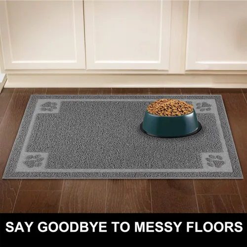 Vista 7 de Tapete de alimentación para mascotas para perros y gatos pequeños, de 24 x 16 pulgadas, flexible e impermeable, tapete de cuenco para perros