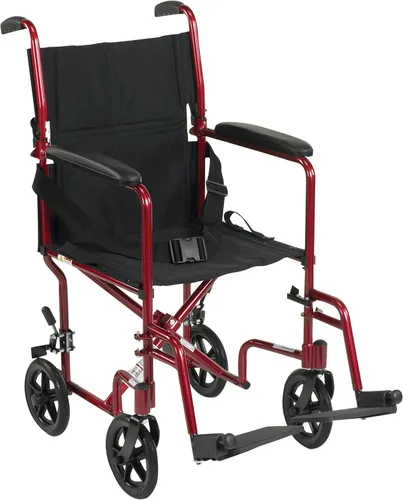 Vista 10 de Drive Medical Silla de transporte de aluminio ultraligera Deluxe, azul, 17 pulgadas
