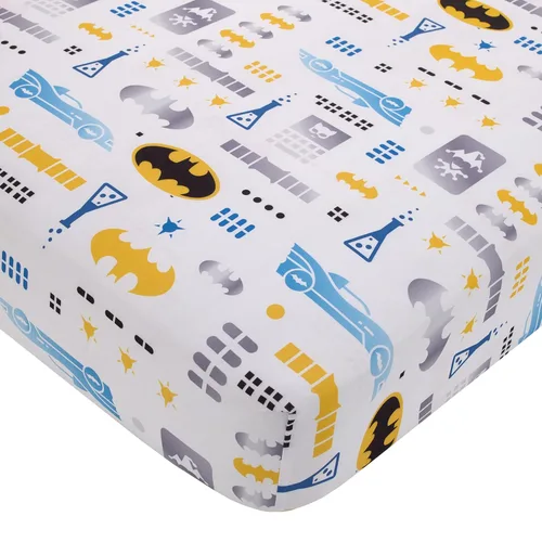 Vista 2 de Warner Brothers Batman The Caped Crusader - Juego de sábanas de 2 piezas para niños pequeños, sábana bajera ajustable y funda de almohada reversible