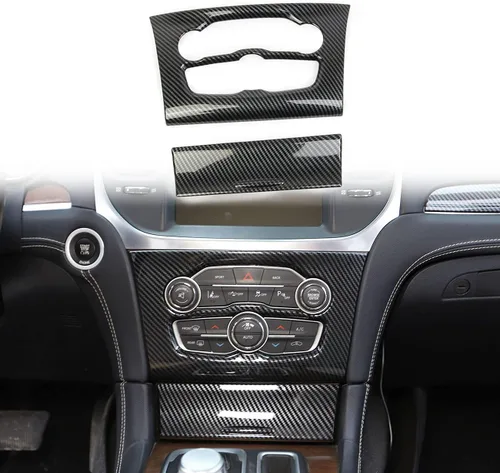 crosselec Cubierta de panel de aire acondicionado con control central de fibra de carbono para Chrysler 300 2015-2021