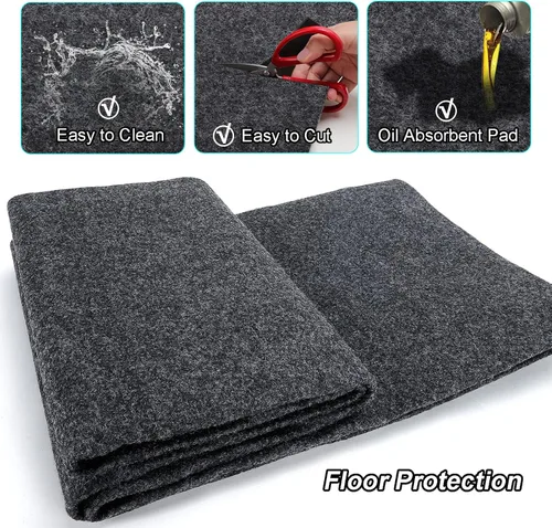 Vista 2 de Roykaw Garage Floor Mat and Mechanic Pad, Motorcycle Parking Mat,Protect Floor from Spills, Drips, Splashes and Stains, Oil Absorbent/Cut to