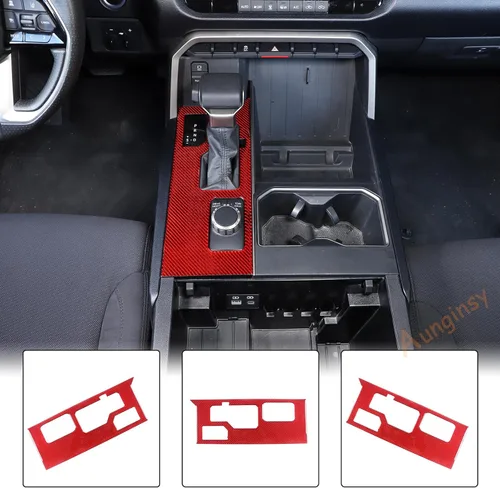 Vista 23 de Aunginsy Marco para panel de cambio de marchas con caja de almacenamiento Compatible con Toyota Tundra/Sequoia 2022-2024 2025 Protector contra