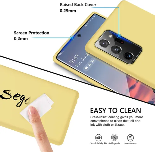 Vista 3 de E Segoi Samsung Galaxy Note 20 Ultra - Funda de silicona líquida de goma a prueba de golpes, forro de tela de microfibra suave, compatible