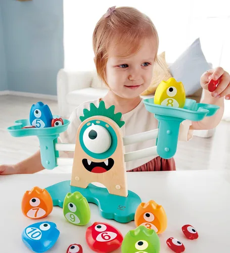 Vista 4 de Hape Juguete de escala de monstruo de matemáticas 22 piezas lindo juguete de matemáticas Aprendizaje educativo STEM contando