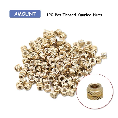 Vista 3 de 120 piezas de insertos moleteados M3, tuercas de latón de fijación térmica de 0.157 x 0.197 in para impresión 3D/plástico/automotriz