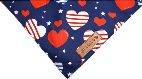 Vista 4 de Realeaf Bandanas para perros del 4 de julio, paquete de 2, bufanda reversible con bandera estadounidense para machos y hembras, tela duradera