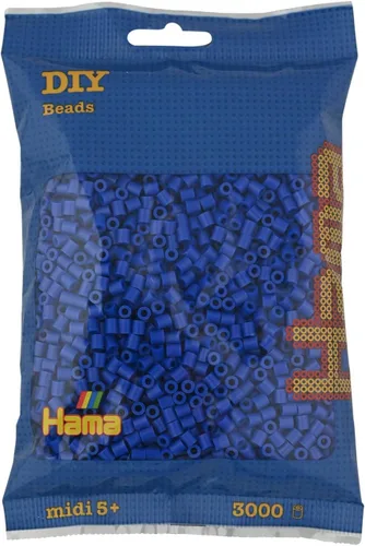 Vista 13 de Hama Perlen 201-49 Iron-On Beads Bag with Approx. 3000 Midi Craft Beads with Diameter 5 mm in Azure Blue, Creative Craft Fun for Young and Old