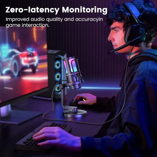 Vista 7 de SINWE Micrófono para juegos con cancelación de ruido y control de ganancia: micrófono USB para streaming, juegos, podcasts, PC, PS4, incluye filtro