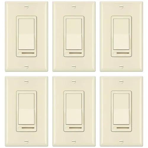 Vista 15 de BESTTEN Paquete de 2 interruptores de luz de pared con atenuador de almendra, compatible con LED regulable, CFL, bombilla incandescente y halógena