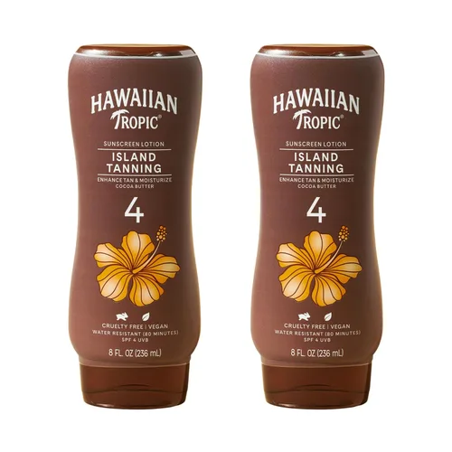 Hawaiian Tropic Loción bronceadora isla, SPF 4, paquete doble