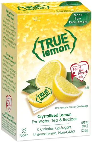 True Lemon - Caja de 32 paquetes de limón cristalizado (paquete de 3) = 96 paquetes individuales