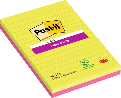 Vista 4 de Post-it Notas grandes superadhesivas, forradas, 1 bloc, 3.976 in x 3.976 in, 70 hojas – Notas extra adhesivas para paredes, monitores y nevera