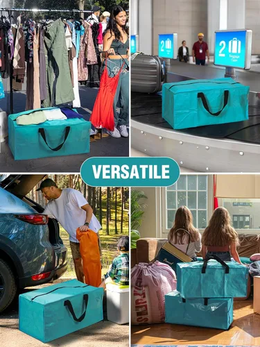 Vista 8 de WORKPRO 1 paquete de bolsas de mudanza extra grandes con cremalleras y asas de transporte, correas de mochila, bolsa de almacenamiento resistente