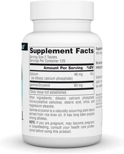 Vista 3 de Source Naturals Gamma Oryzanol, Suplemento Dietético Serie Atlética, 30 mg - 250 Tabletas