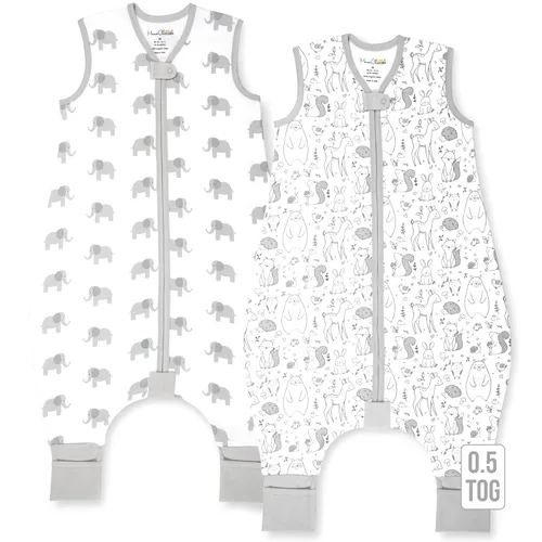 Mama Cheetah Saco de Dormir para Niños Pequeños con Pies 2T, 0.5 TOG Manta Vestible de Algodón Orgánico para Bebé con Piernas, Saco de Dormir para