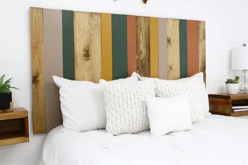 Vista 12 de Diseño mixto: cabecero hecho a mano. Se monta en pared: Fácil instalación:, Madera, Mezcla de todo terreno.