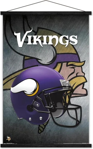 Vista 8 de Trends International NFL Minnesota VIkings - Póster de pared con casco 16, 14.725 x 22.375 pulgadas, versión enmarcada de madera de granero