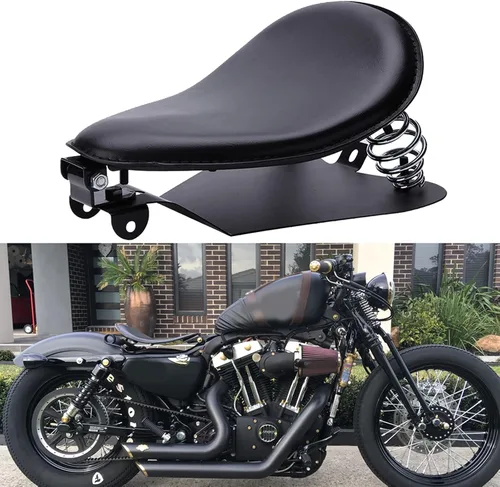 Juego de soporte de placa base con resorte para asiento individual de motocicleta bobber negro para Harley Sportster XL 883 1200 48 (negro)