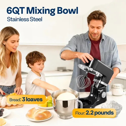 Vista 5 de VIVOHOME Batidora de pie con fermentación, preajustes de un toque, batidora eléctrica de masa con tazón de 6 cuartos, batidora de pie de cocina