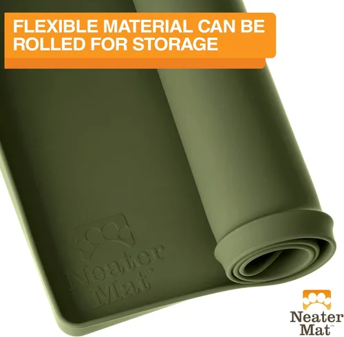 Vista 65 de Neater Pet Brands Neater Mat Tapete de comida para gatos y perros, mantel individual de silicona impermeable y sin BPA con borde elevado para debajo