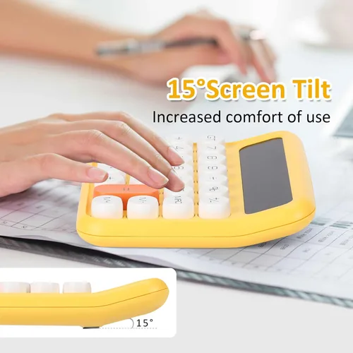 Vista 4 de Calculadora estándar básica, pantalla LCD grande de 5 pulgadas y 12 dígitos, calculadora de interruptor mecánico de botón grande para uso escolar