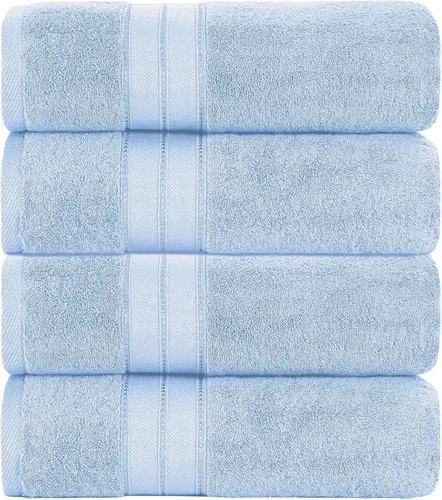 Vista 2 de Modern Threads Paquete de 4 Sábanas de Baño SpunLoft Azul 35x66 pulgadas