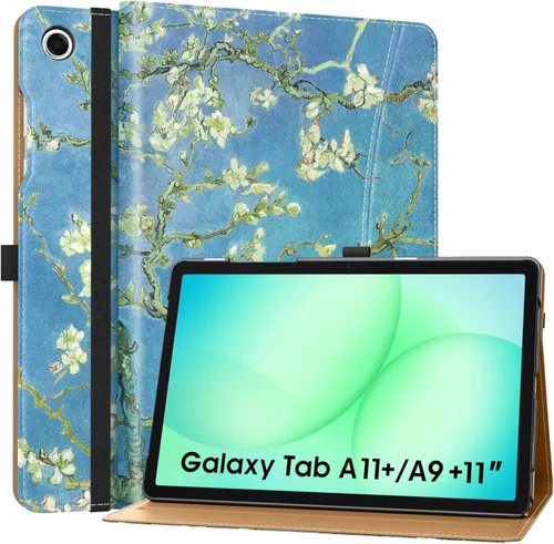 Vista 10 de MoKo Funda para Samsung Galaxy Tab A11+/ A11 Plus/ A9+/ A9 Plus de 11 pulgadas 2026/2024, piel sintética multiángulo con correa de mano, bolsillo