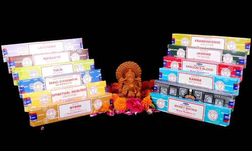 Vista 2 de Satya Nag Champa - Varillas de incienso surtidas de la serie 12 aromas (juego 1, 12 piezas, 6.35 oz)