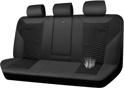 Vista 16 de CAR PASS Juego completo de fundas para asientos de coche de malla de espuma 3D de cuero, fundas para asientos de coche de malla transpirable