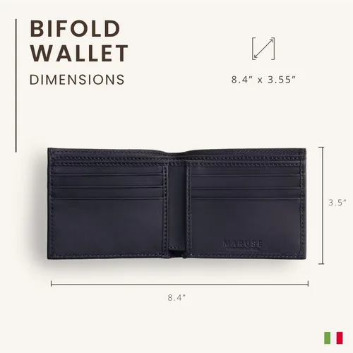 Vista 4 de Maruse Cartera plegable delgada de cuero minimalista para hombre marino Minimalista