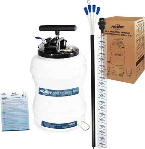 Vista 8 de FIRSTINFO - Bomba extractora manual/neumática de aceite/líquidos, de segunda generación, con manguera de almacenamiento + manguera de aceite