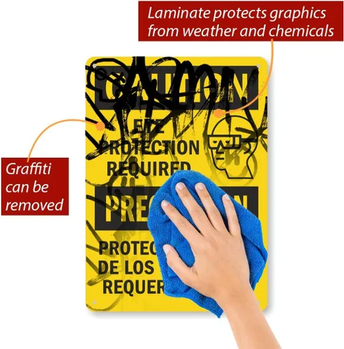 Vista 5 de SmartSign Letrero bilingüe "Precaución - Se requiere protección ocular" Aluminio de 10 x 14 pulgadas