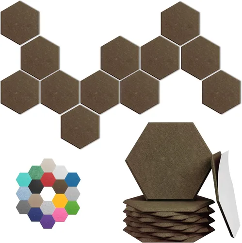 Vista 14 de Paneles acústicos hexagonales, paquete de 12 paneles de absorción de sonido de alta densidad de 12 x 10 x 0.4 pulgadas para mejorar la reducción